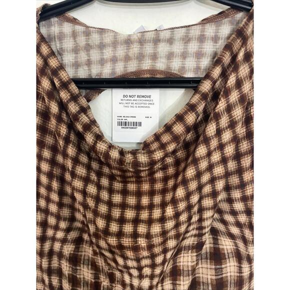 Revolve Miaou Selena Dress Warped brown Plaid open back size M NWT - Picture 9 of 11